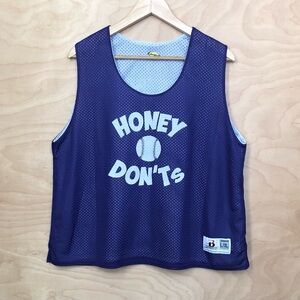 Honey Don'ts Reversible Mesh Tank Top Purple and White L/XL.
